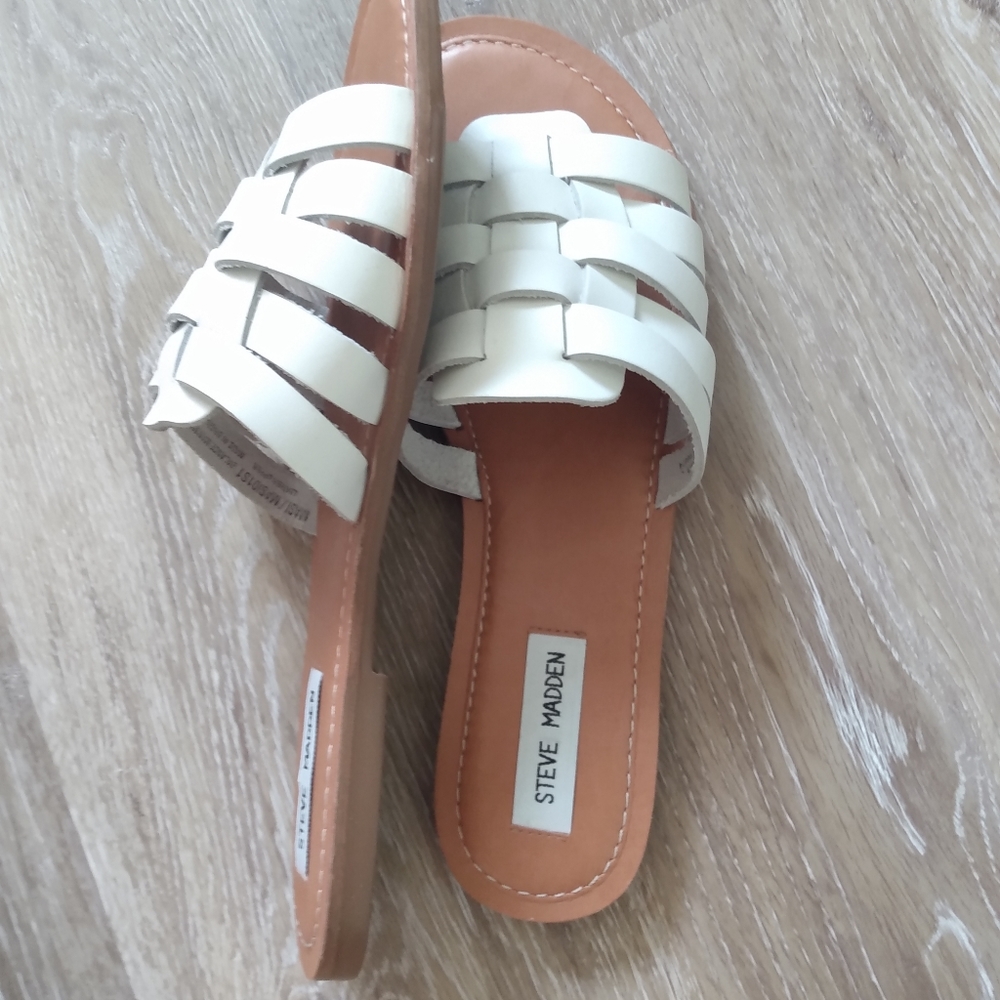 Steve Madden White Leather Sandals - Like New!